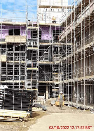 New build scaffolding erected by ATC Scaffolding on a housing and apartment development