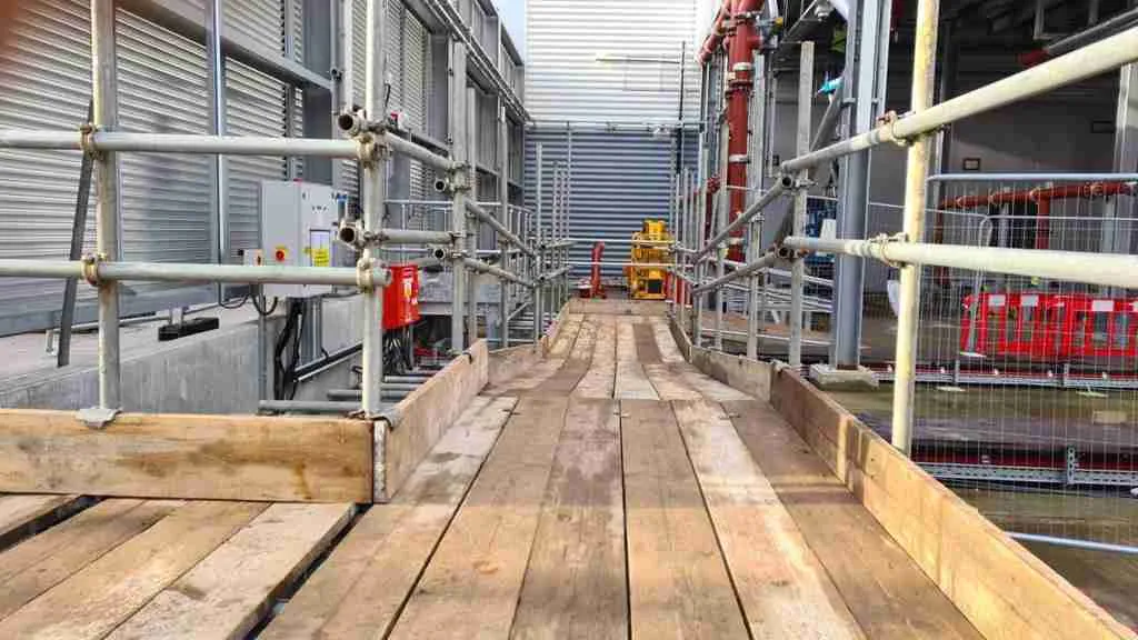 Data centre scaffolding access platform erected by ATC Scaffolding inside a technical facility
